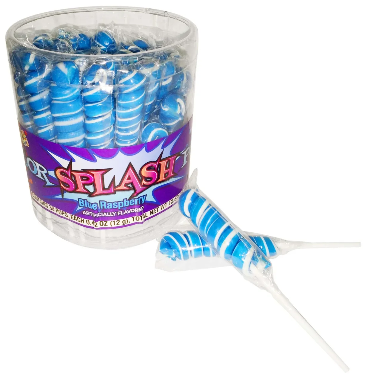 ROYAL BLUE TWISTY POPS - BLUE RASPBERRY 30 CT. (TUB) | Albert's Candy